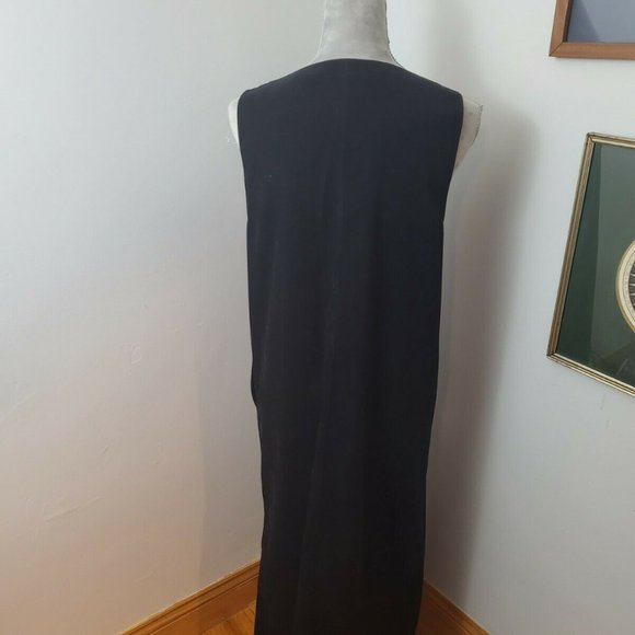 EUC Vintage 90s Retro Goth Talbots Black Velvet Long Maxi Dress Size 8 Pockets - Picture 9 of 11